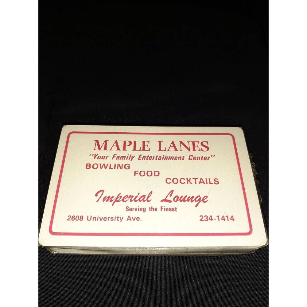 Vtg Playing Cards Maple Lanes Imperial Lounge Waterloo IA New Bowling Alley Logo